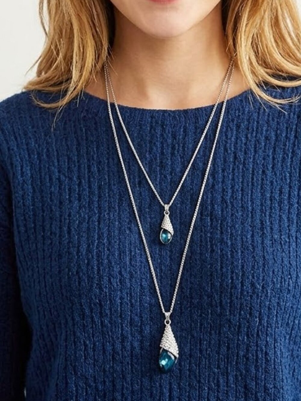  Ladies  Blue Layered Necklace